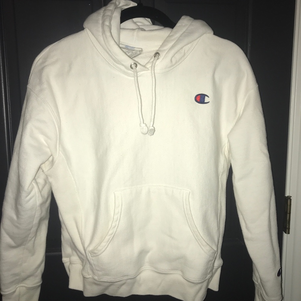 White Reverse weave champion hoodie